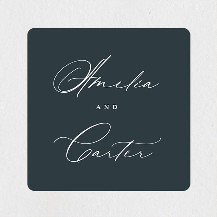 "Modern Vintage" - Wedding Favor Stickers in Jade by Emily Betts - Front