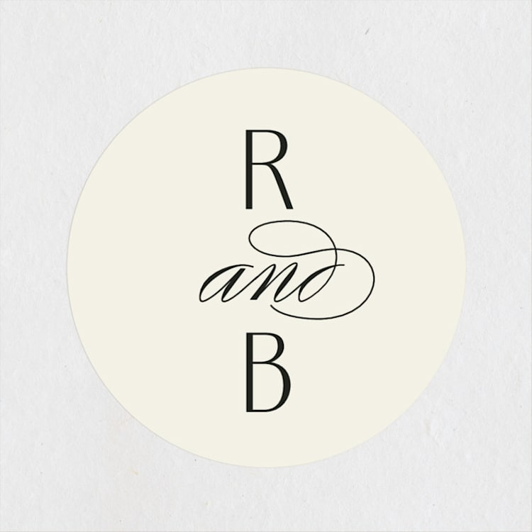 "Elegant Type" - Wedding Favor Stickers in Cream by Louise Kay - Front