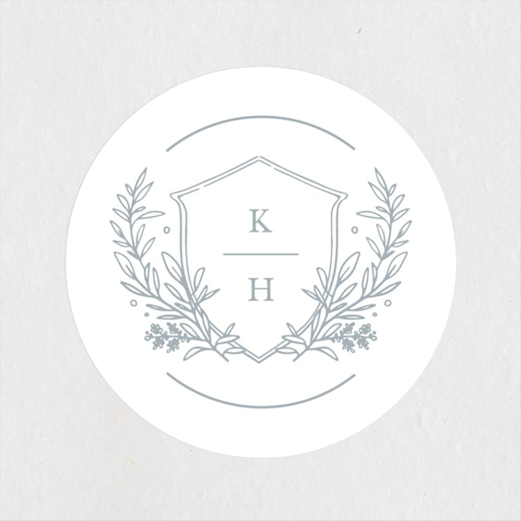"Modern Crest" - Wedding Favor Stickers in Sea by Kristen Smith - Front
