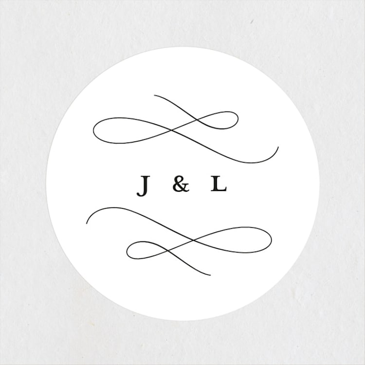 "Beyond Words" - Wedding Favor Stickers in Snow by Kimberly FitzSimons - Front