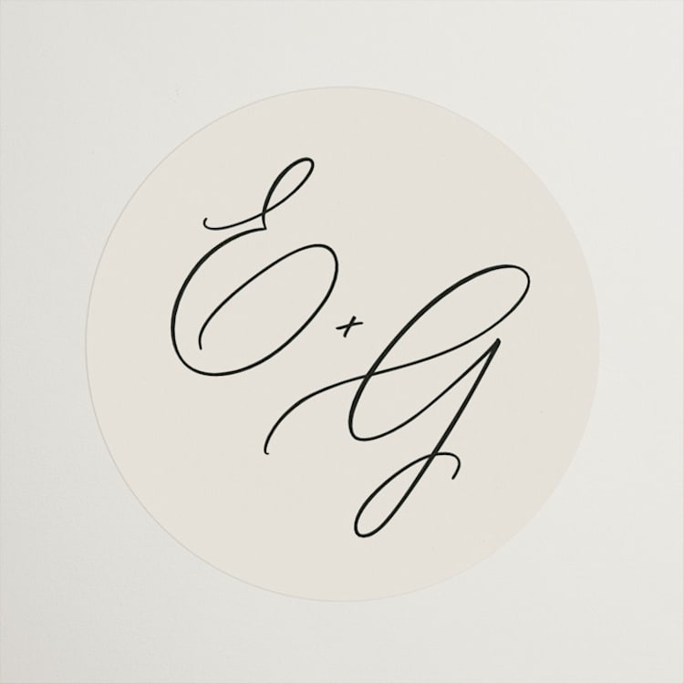 "Scripted Names" - Wedding Favor Stickers in Ecru by Hooray Creative - Front