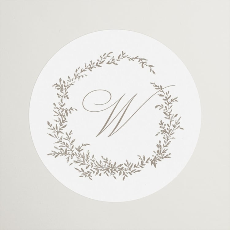 "Romantic Wreath" - Wedding Favor Stickers in Chantilly by Wildfield Paper Co - Front