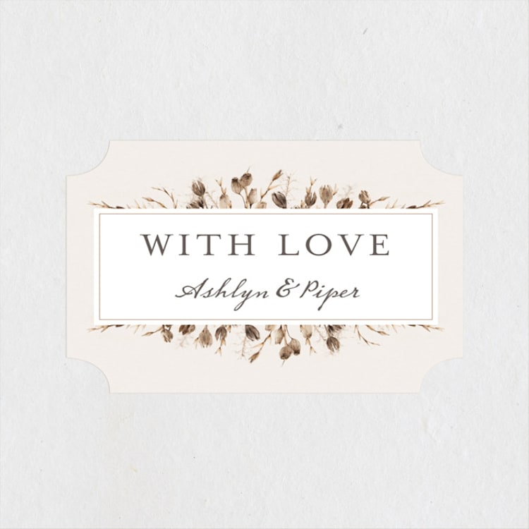 "Gone To Seed" - Wedding Favor Stickers in Taupe by Honeybunch Studio - Front