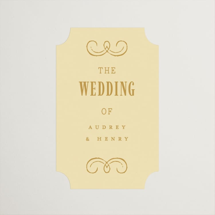 "Vintage Label" - Wedding Favor Stickers in Butter by Nazia Hyder - Front