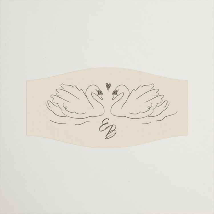 "The Swan" - Wedding Favor Stickers in Buttercream by Helena Vitto - Front