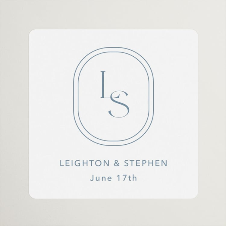 "Leighton" - Wedding Favor Stickers in Lakeshore Blue by Jennifer Postorino - Front