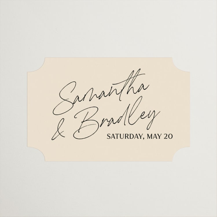 "French Whimsy Script" - Wedding Favor Stickers in Champagne by Wallace Design Co. - Front