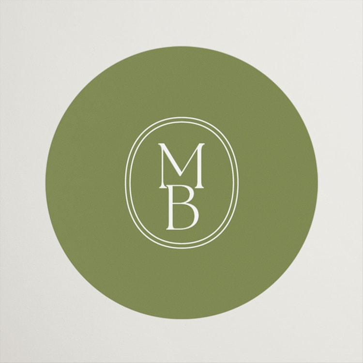 "Perriand" - Wedding Favor Stickers in Moss by Megan Davis - Front