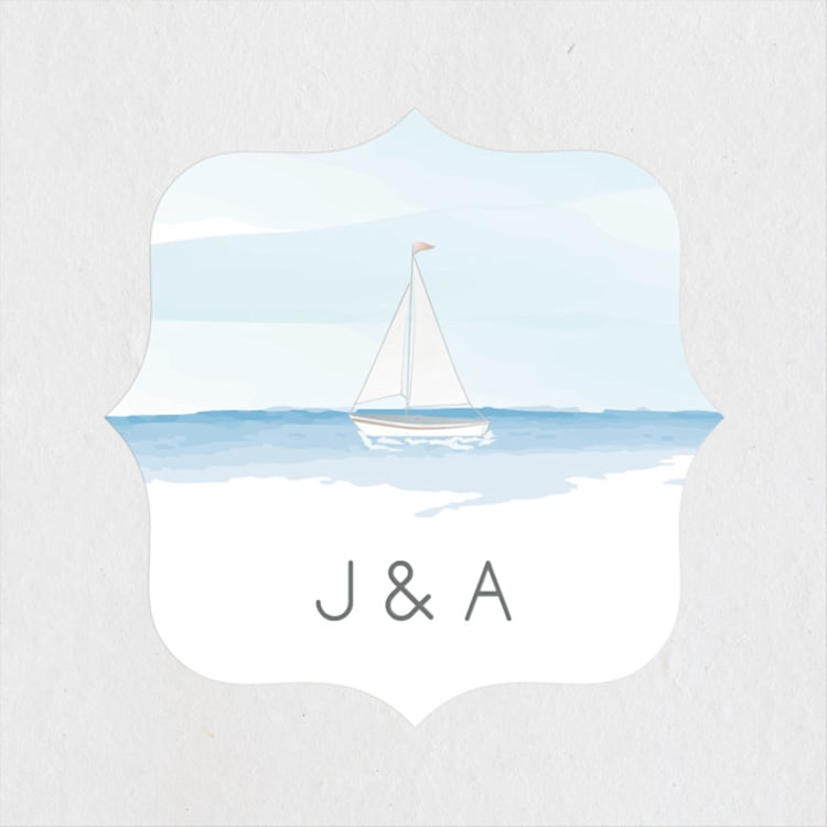 "Set Sail" - Wedding Favor Stickers in Mediterranean by Sarah Brown - Front