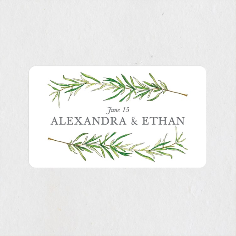 "Simple Sprigs" - Wedding Favor Stickers in Golden by Erin Deegan - Front