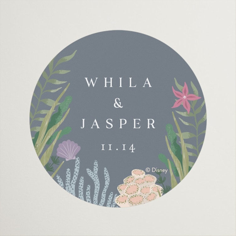 "Part Of Your World from Disney's Little Mermaid" - Wedding Favor Stickers in Sea by Alethea and Ruth - Front