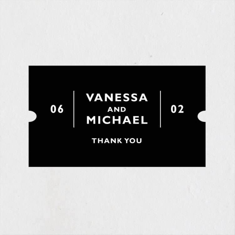 "Desenfadado" - Wedding Favor Stickers in Black Ink by Aspacia Kusulas - Front