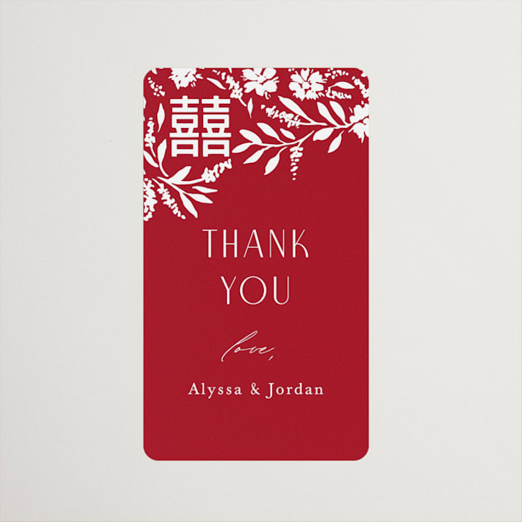 "Garden Vines" - Wedding Favor Stickers in Ruby by Yaling Hou Suzuki - Front