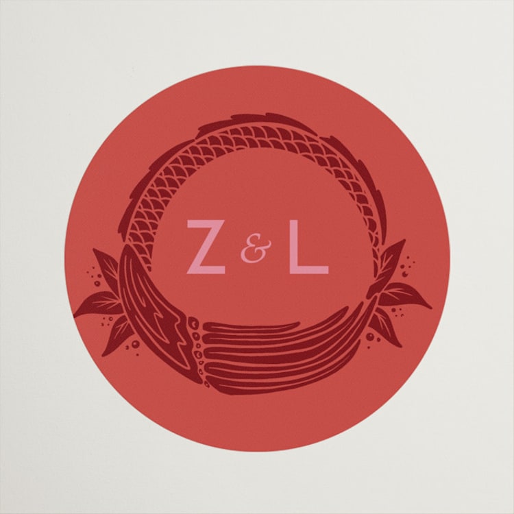 "Fiery" - Wedding Favor Stickers in Ruby by Ghia Designs - Front