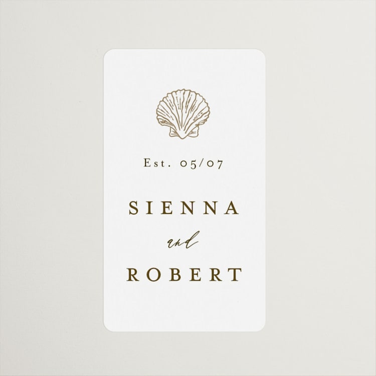 "By the Seashore" - Wedding Favor Stickers in Pearl by Maria Alou - Front