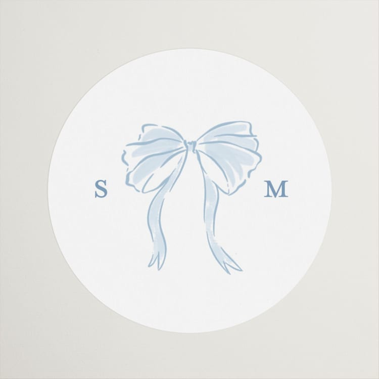 "Bow Frame" - Wedding Favor Stickers in Lagoon by Leah Bisch - Front