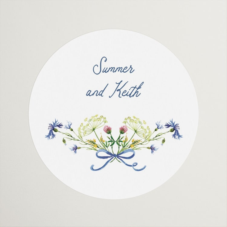 "Wildflower Romance" - Wedding Favor Stickers in Ivory by frau brandt - Front