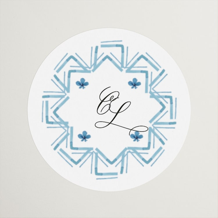 "Almafi" - Wedding Favor Stickers in Cerulean by Itsy Belle Studio - Front