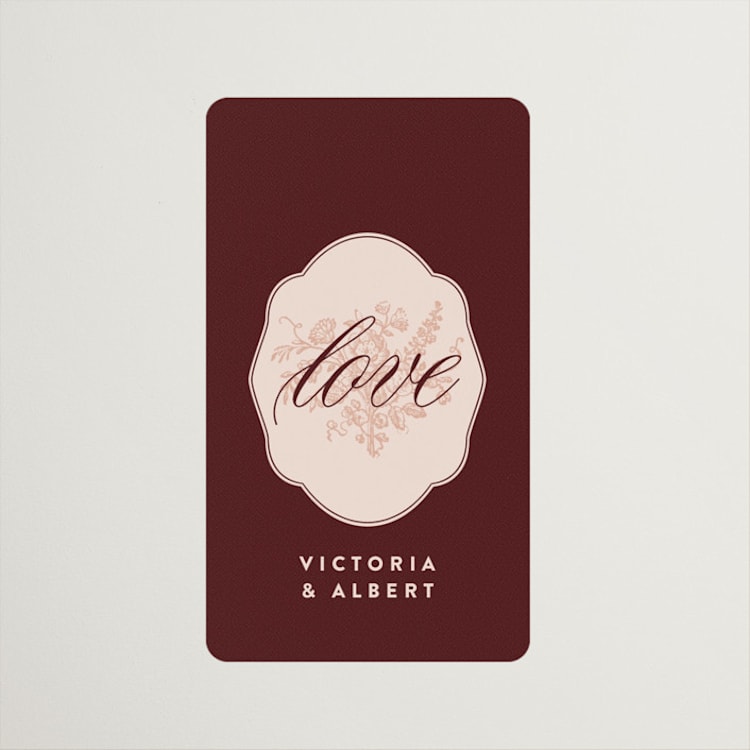 "Museum" - Wedding Favor Stickers in Burgundy by Nazia Hyder - Front