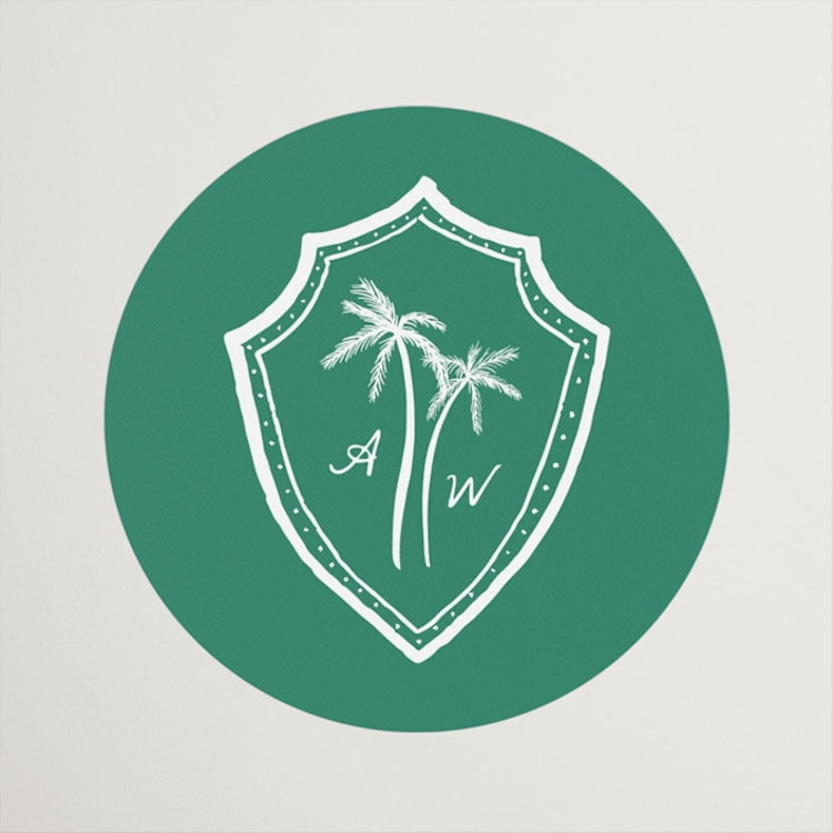 "Palm Tree Crest" - Wedding Favor Stickers in Palm by Erika Firm - Front