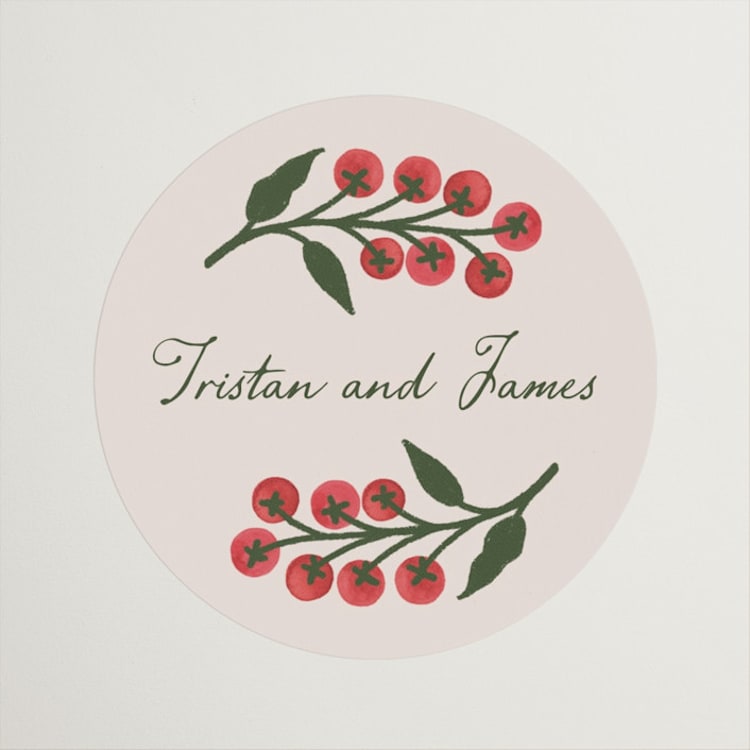"Cherry Tomatoes" - Wedding Favor Stickers in Tomato by Katharine Watson - Front