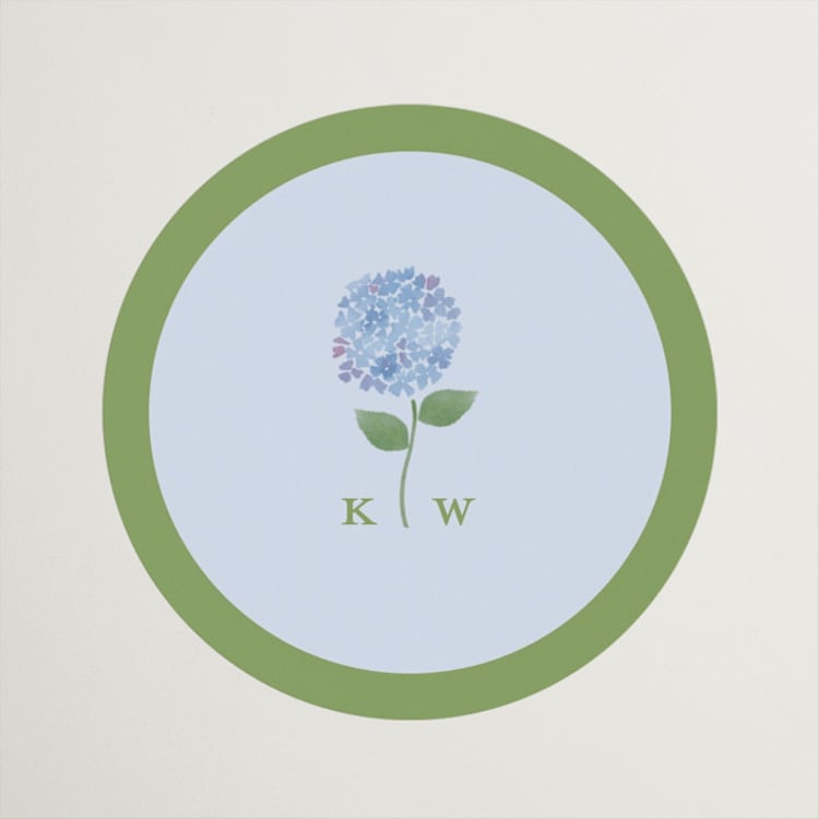 "Hydrangea Vines" - Wedding Favor Stickers in Coastal by Madhvi Samimi - Front