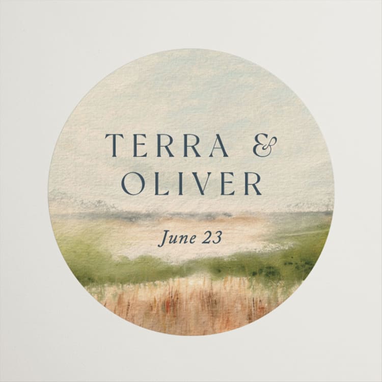 "Bluestem Fields" - Wedding Favor Stickers in Meadow by Holly Whitcomb - Front