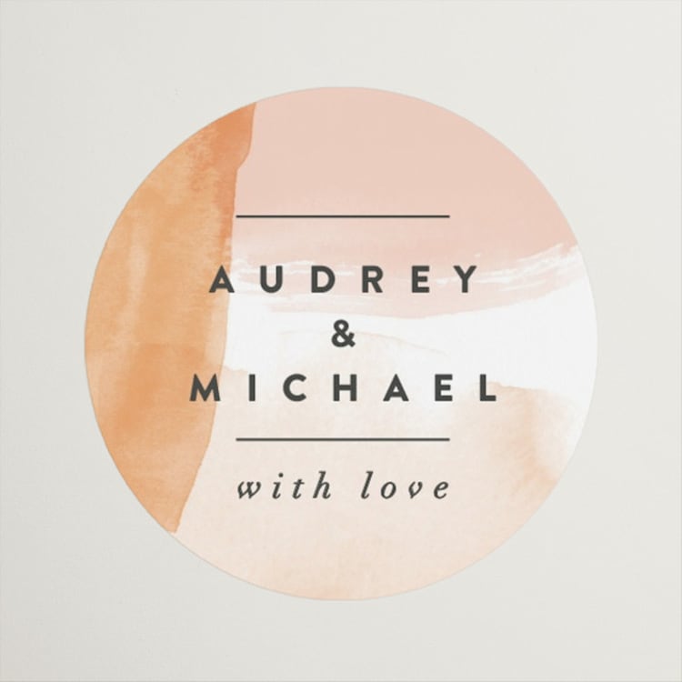 "Watercolor Wisp" - Wedding Favor Stickers in Blush by Ariel Rutland - Front
