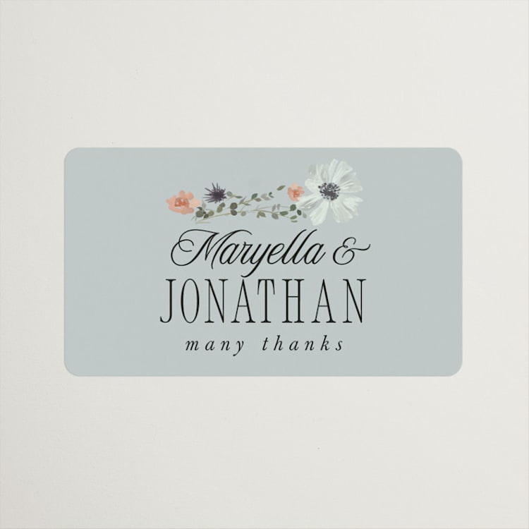 "Blue Garden" - Wedding Favor Stickers in Mist by Hannah Williams - Front
