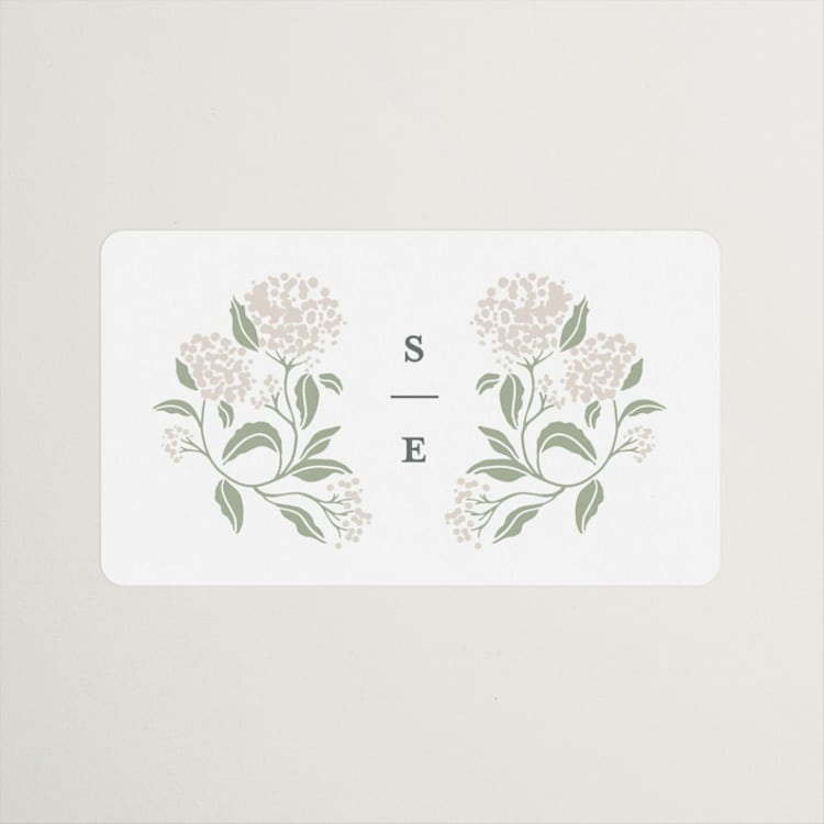 "Shimmering Hydrangeas" - Wedding Favor Stickers in Tea Time by Susan Zinader - Front