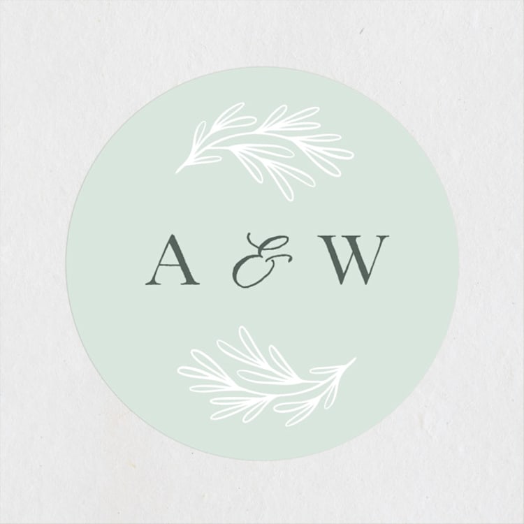 "Fairy Forest" - Wedding Favor Stickers in Sage by Kristen Knechtel - Front