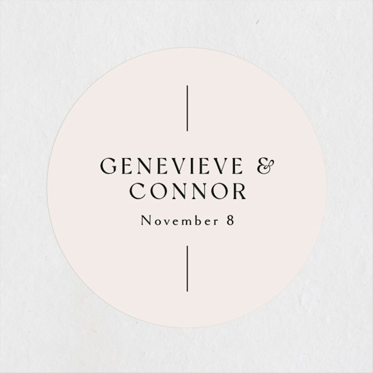 "Genevieve" - Wedding Favor Stickers in Cream by Sandra Picco Design - Front