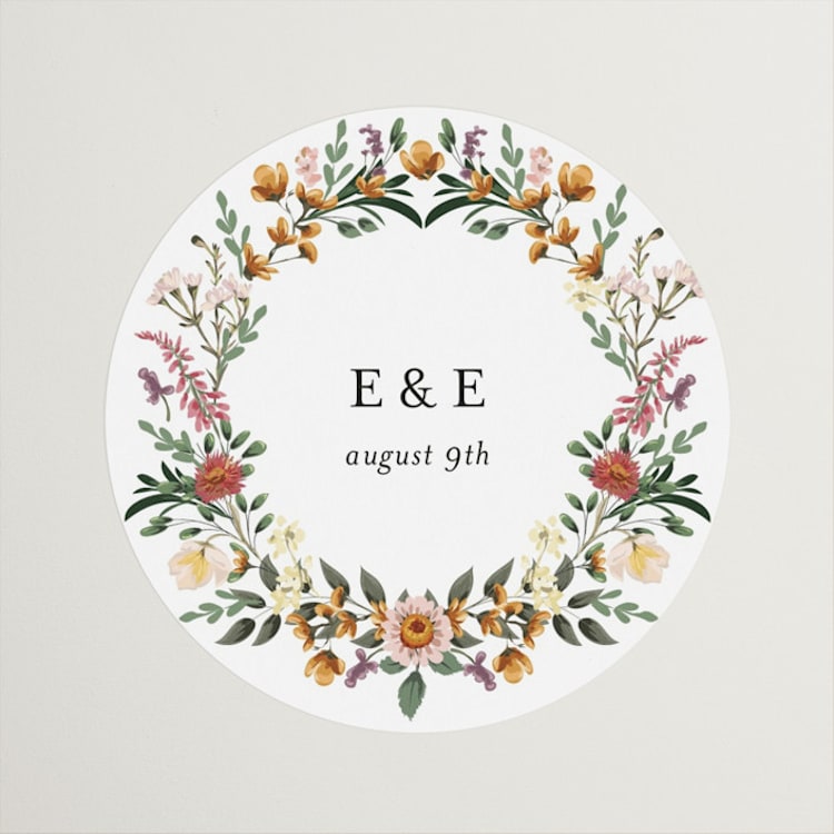 "Blooming Vine" - Wedding Favor Stickers in Blush by Susan Moyal - Front
