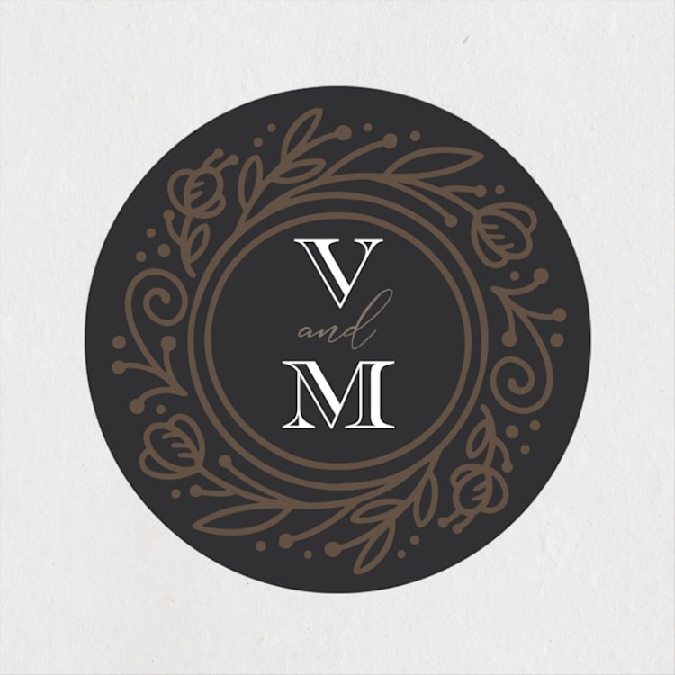"Eternal Love" - Wedding Favor Stickers in Dark Chocolate by Laura Bolter - Front