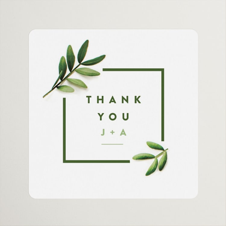 "Leaf Arc" - Wedding Favor Stickers in Sage by Ariel Rutland - Front