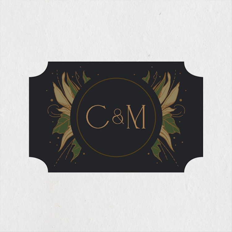 "Elegant Leaves" - Wedding Favor Stickers in Slate by GeekInk Design - Front