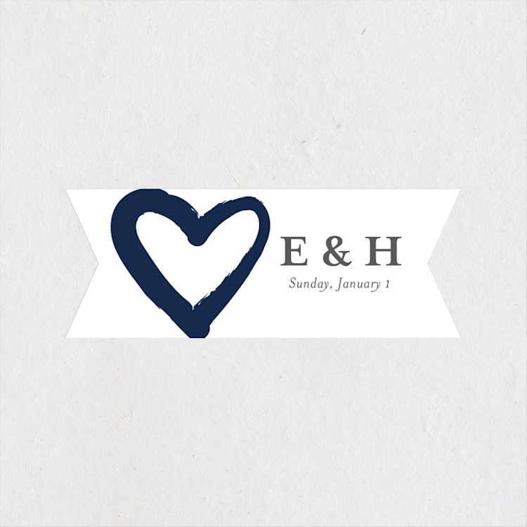 "Brushed Love" - Wedding Favor Stickers in Night Navy by Lisa Guerrero - Front