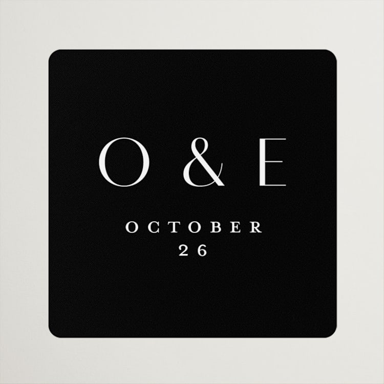 "Modern Classic Names" - Wedding Favor Stickers in Onyx by Emily Betts - Front