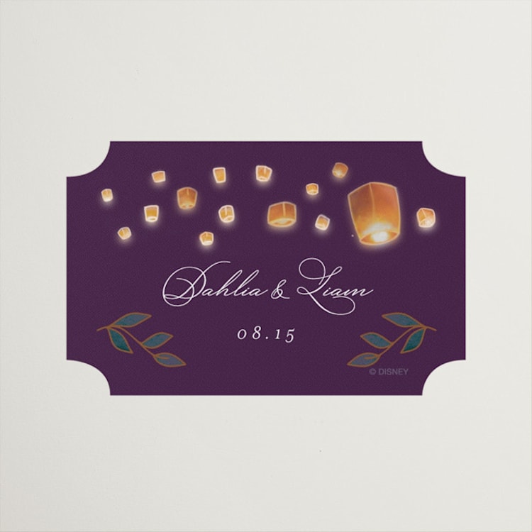 "Disney's Tangled Lanterns" - Wedding Favor Stickers in Twilight by Simona Camp - Front