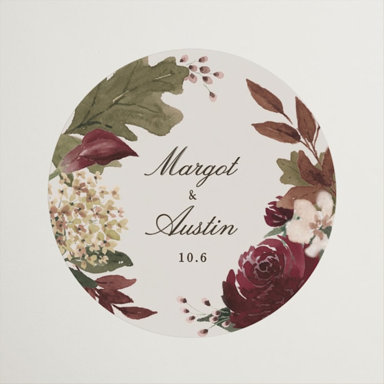 "Verdant" - Wedding Favor Stickers in Autumn by Kate Ahn - Front