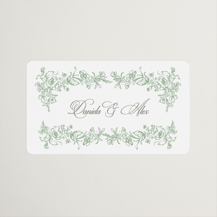 "Romantic Garden" - Wedding Favor Stickers in Mint by Melinda Denison - Front