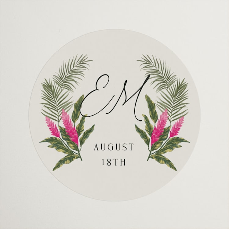 "Tropical garden" - Wedding Favor Stickers in Lime by Elly - Front