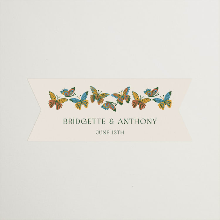 "Flutter" - Wedding Favor Stickers in Sunset by Jen Owens - Front