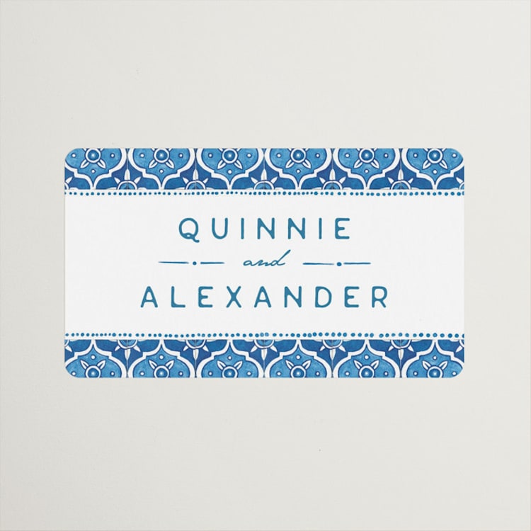 "watercolor tile" - Wedding Favor Stickers in Navy by Anastasia Makarova - Front