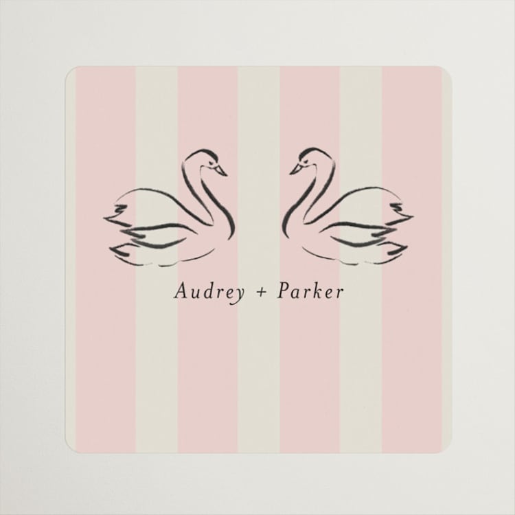 "Hand Illustrated Crest" - Wedding Favor Stickers in Peony by Jackie Crawford - Front