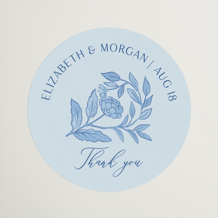 "Porcelain Floral" - Wedding Favor Stickers in Porcelain by Elly - Front
