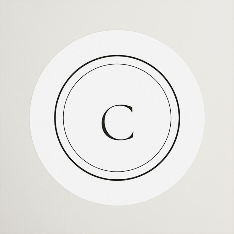 "Circle Monogram" - Wedding Favor Stickers in Cotton by Stacey Meacham - Front