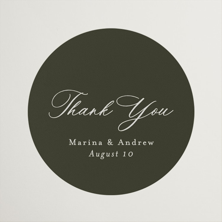 "Refined" - Wedding Favor Stickers in Deep Olive by Nicole Walsh - Front