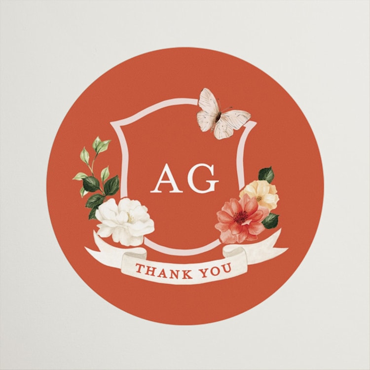 "Fleur" - Wedding Favor Stickers in Verona Sunset by Sarah Knight - Front