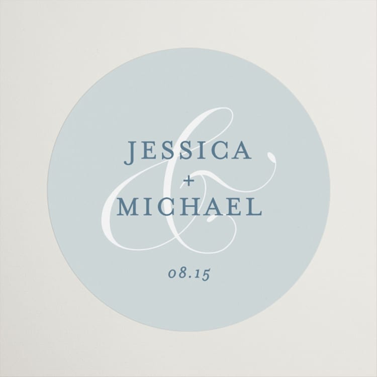 "Empire" - Wedding Favor Stickers in Dusty Blue by Jennifer Postorino - Front
